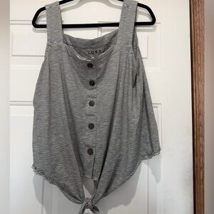 LOFT Women's Black and White Striped Blouse